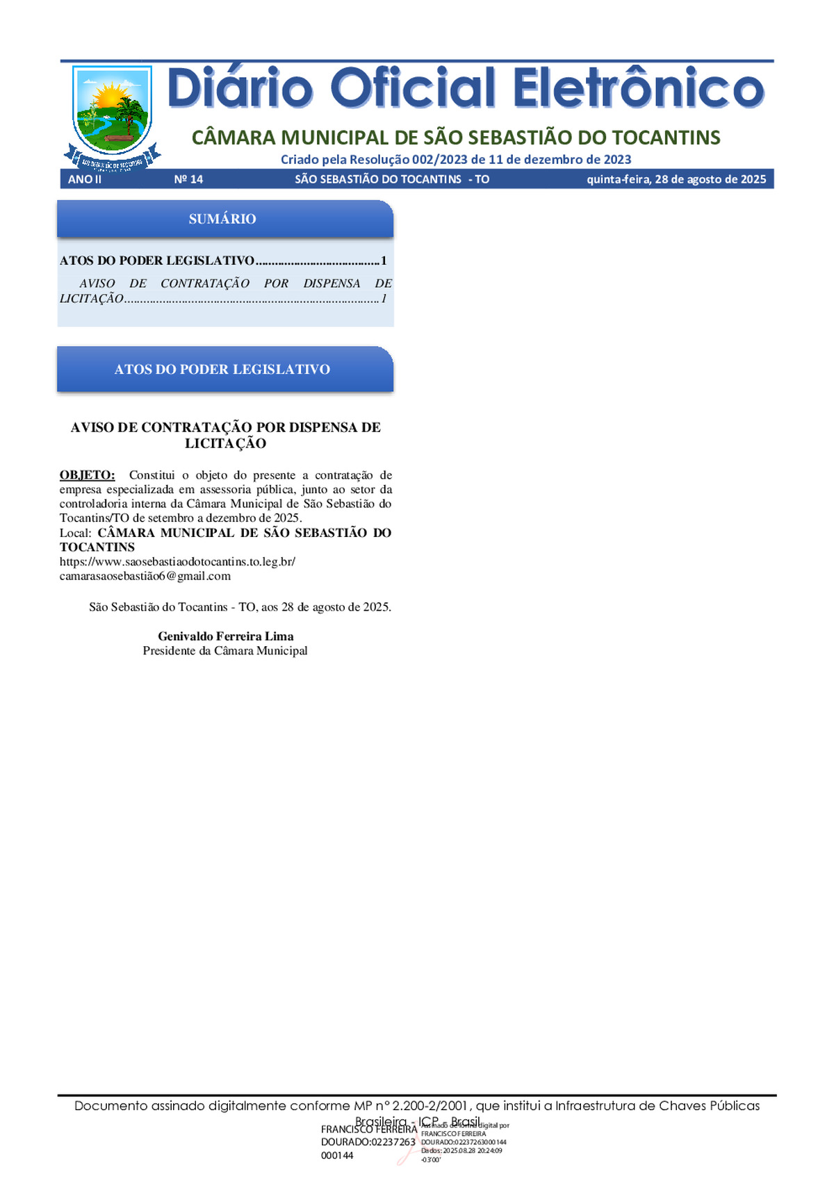 Diário Oficial - Edição 014