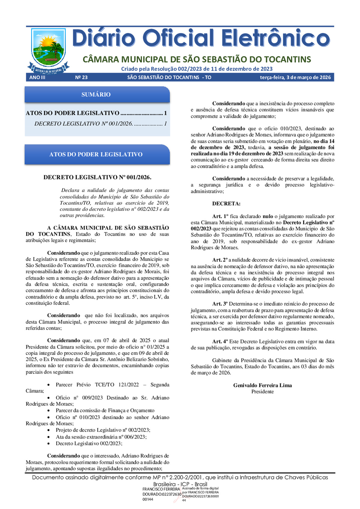 Diário Oficial N° 023